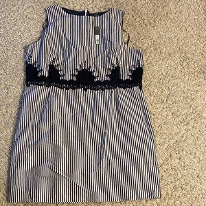 Striped Sleeveless Dress with Black Lace Detail. New with tag.